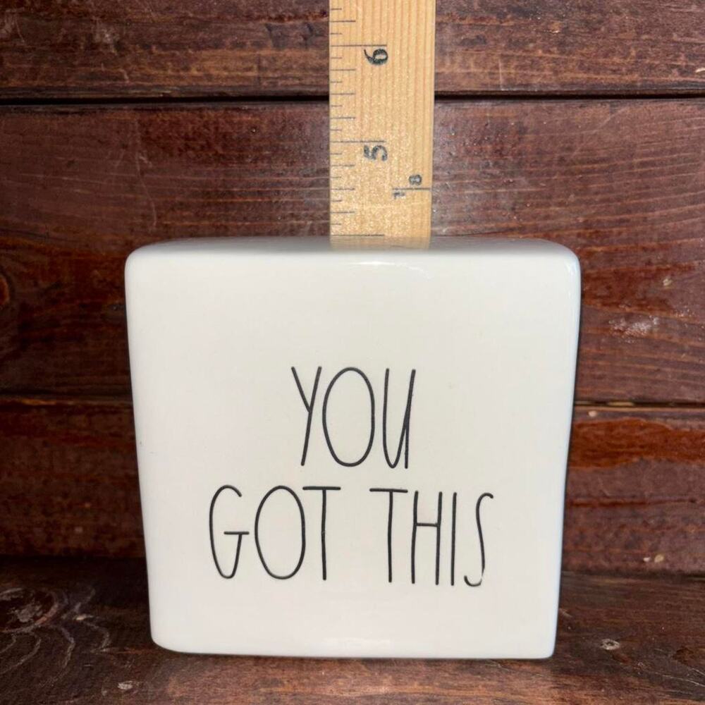 Rae Dunn You Got This white square paper weight ceramic tile - Picture 3 of 5